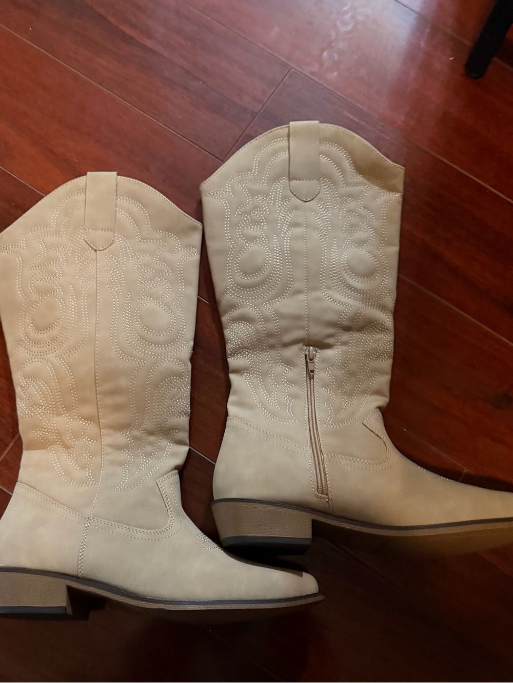 Women's Tan Western Cowboy Mid-Calf Boots